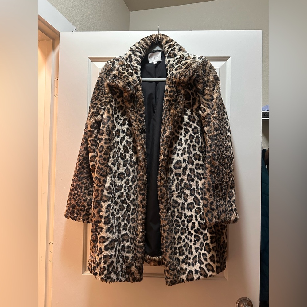 LOFT Animal Print Teddy Jacket